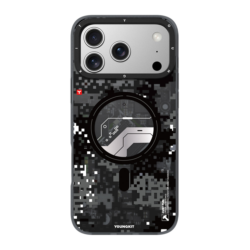 Apple iPhone 17 Pro Kılıf M-Safe Şarj Özellikli Youngkit Camouflage Sykell Serisi Kapak