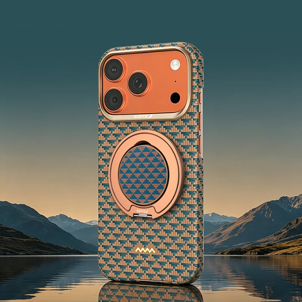 Apple iPhone 17 Pro Kılıf Raptic 2in1 Bundle Kit Aramid Skin Destiny Serisi Stand ve Karbon Kapak