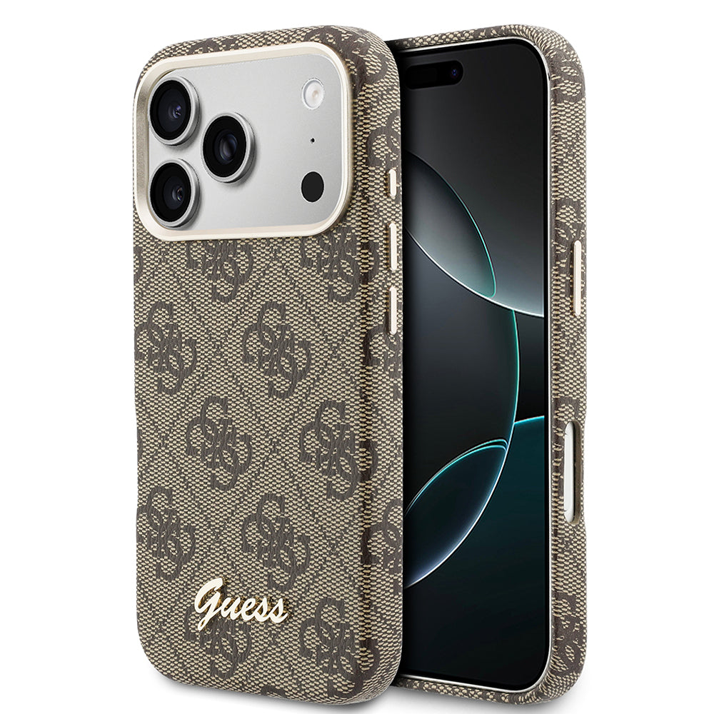 Apple iPhone 17 Pro Max Kılıf Guess Orjinal Lisanslı M-safe Şarj Özellikli Script Yazı Logolu 4G Desenli Kapak