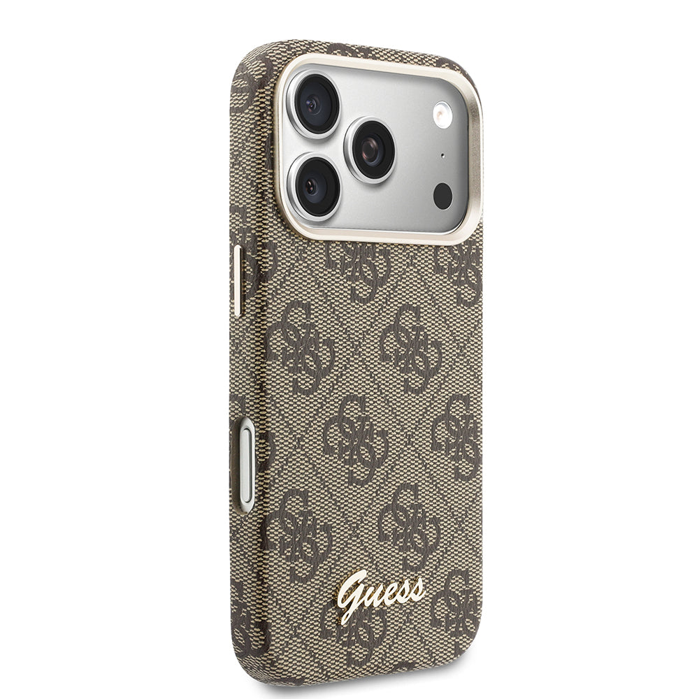 Apple iPhone 17 Pro Max Kılıf Guess Orjinal Lisanslı M-safe Şarj Özellikli Script Yazı Logolu 4G Desenli Kapak