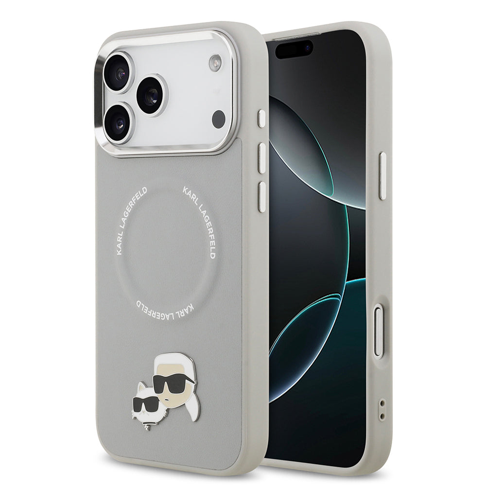 Apple iPhone 17 Pro Max Kılıf Karl Lagerfeld Orjinal Lisanslı M-safe Şarj Özellikli Metal Kamera ve Buton Tasarımlı K&C PU Deri Kapak