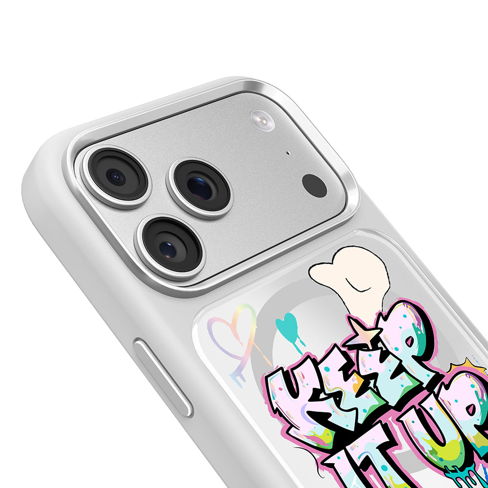 Apple iPhone 17 Pro Max Kılıf M-safe Şarj Özellikli 3D Baskılı Tasarım Mutural Graffiti Serisi Kapak