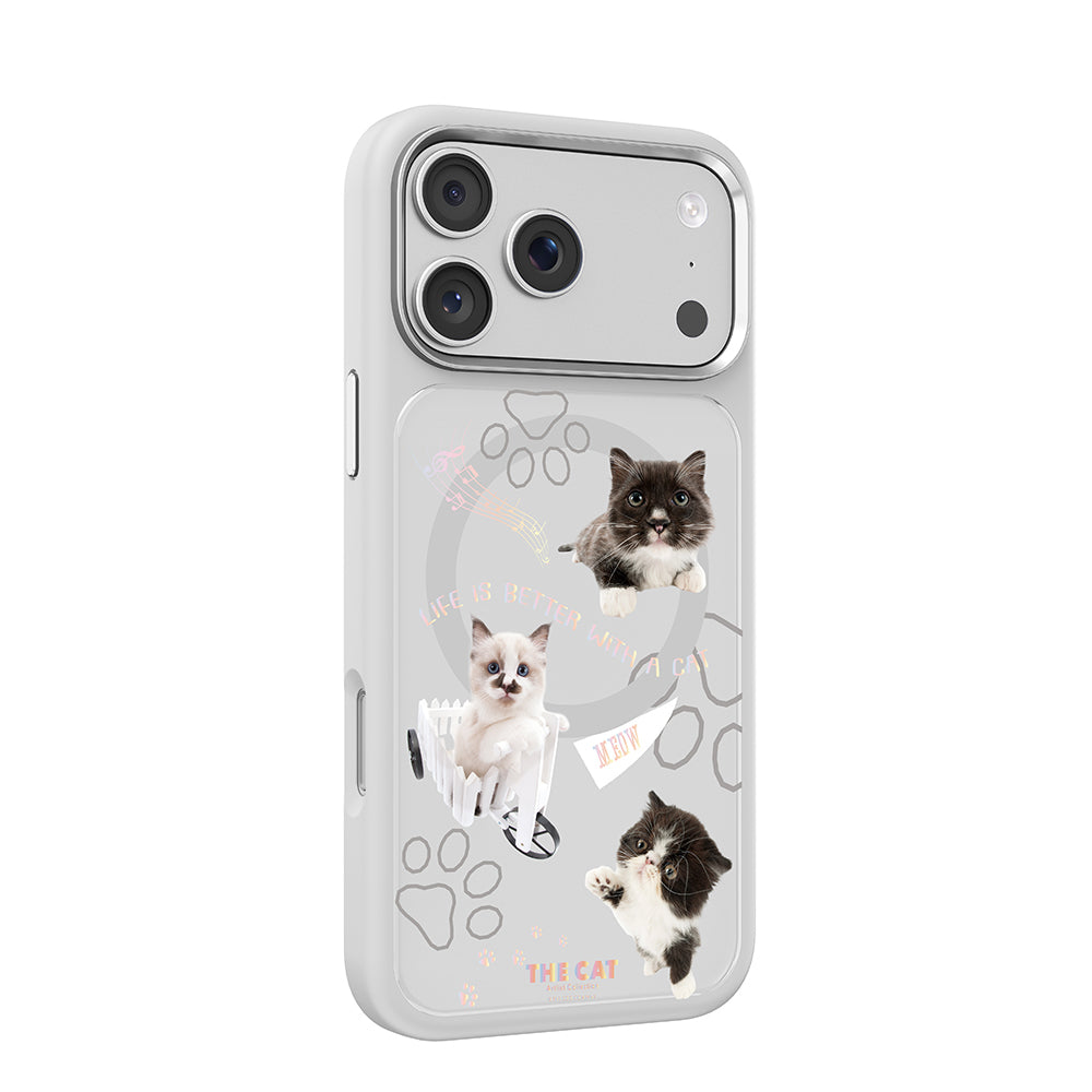 Apple iPhone 17 Pro Max Kılıf M-safe Şarj Özellikli 3D Baskılı Tasarım Mutural The Cat Serisi Kapak