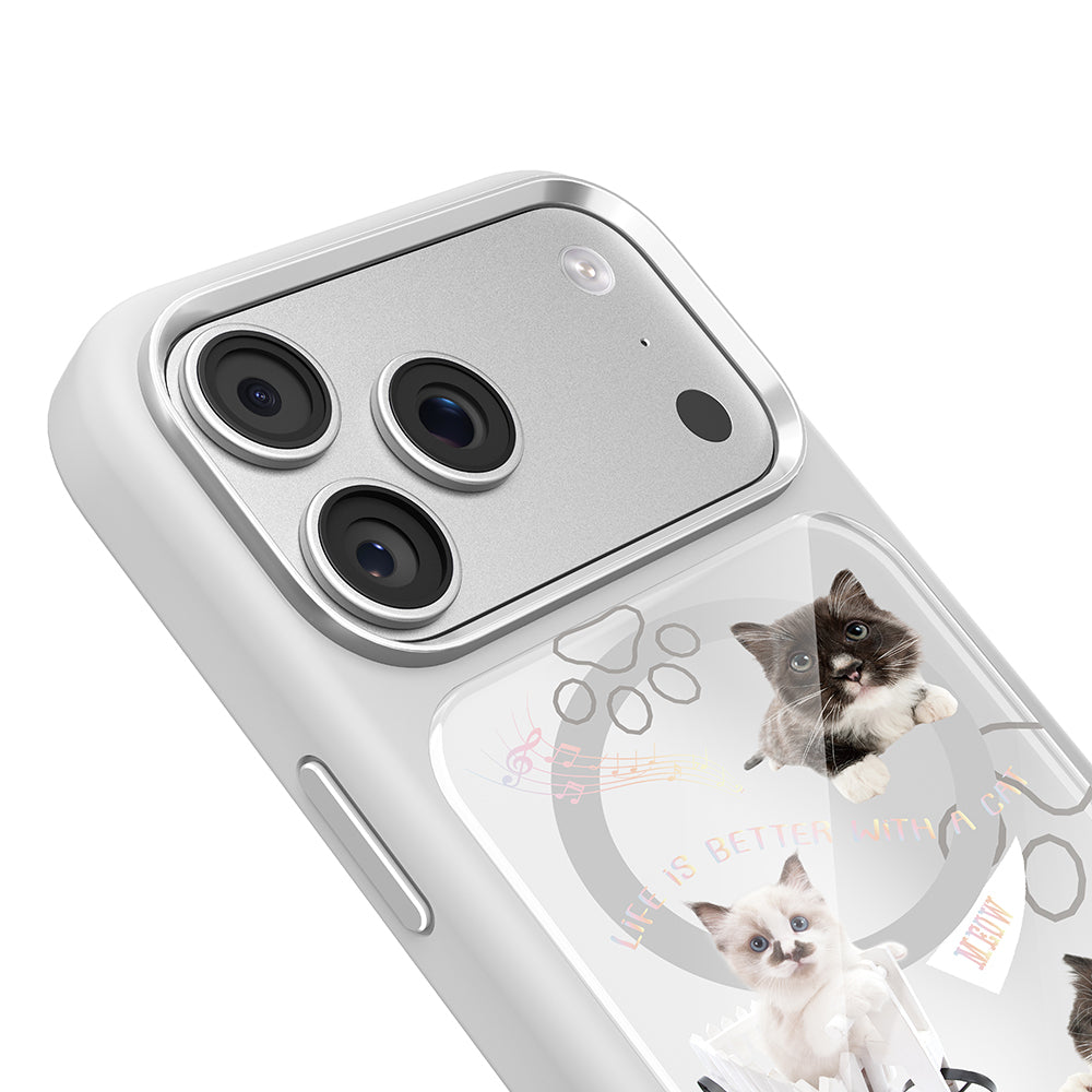 Apple iPhone 17 Pro Max Kılıf M-safe Şarj Özellikli 3D Baskılı Tasarım Mutural The Cat Serisi Kapak