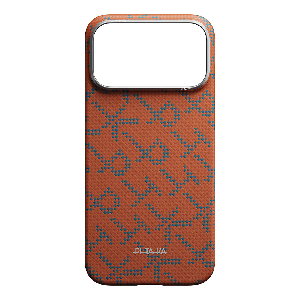 Apple iPhone 17 Pro Max Kılıf M-safe Şarj Özellikli Aramid Fiber Pitaka Tactile Woven Monogram Serisi Kapak