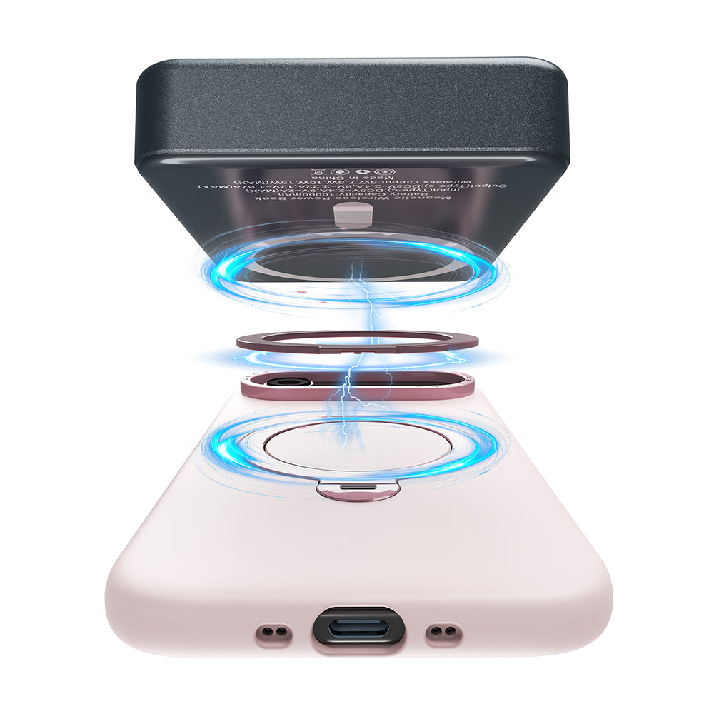Apple iPhone 17 Pro Max Kılıf M-safe Şarj Özellikli Metal Standlı Sıvı Silikon Lenyes CK223 Kapak
