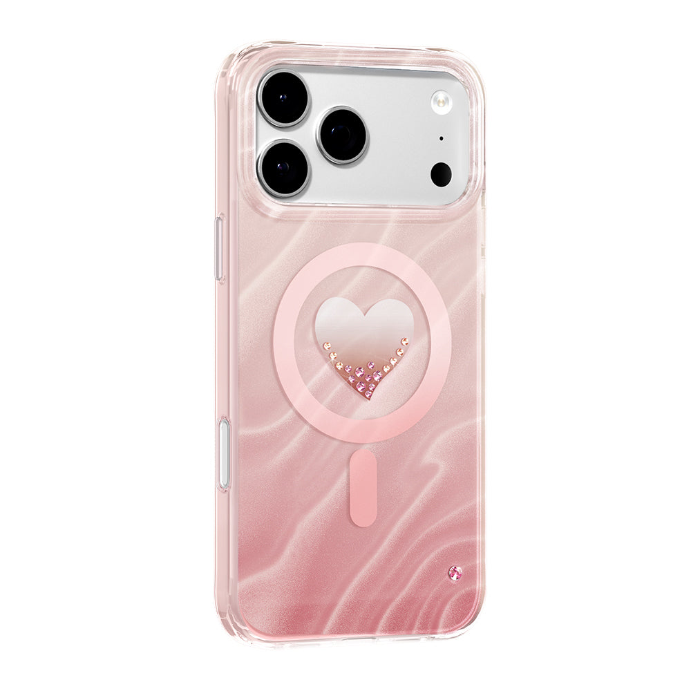 Apple iPhone 17 Pro Max Kılıf M-Safe Şarj Özellikli Orjinal Swarovski Taşlı Zore Paris Rovix Sert PC Kapak