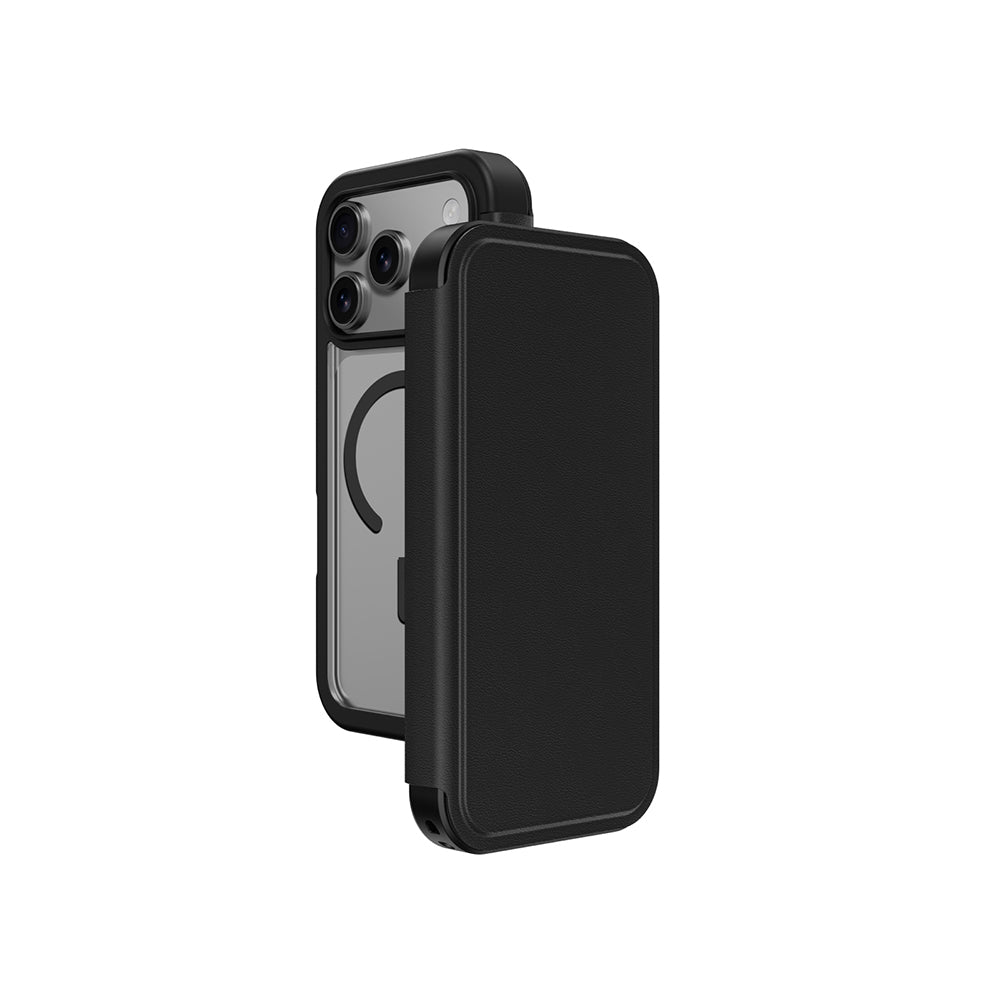 Apple iPhone 17 Pro PU Kartlıklı Kapaklı Amazingthing Glamour Foilo Serisi Kılıf