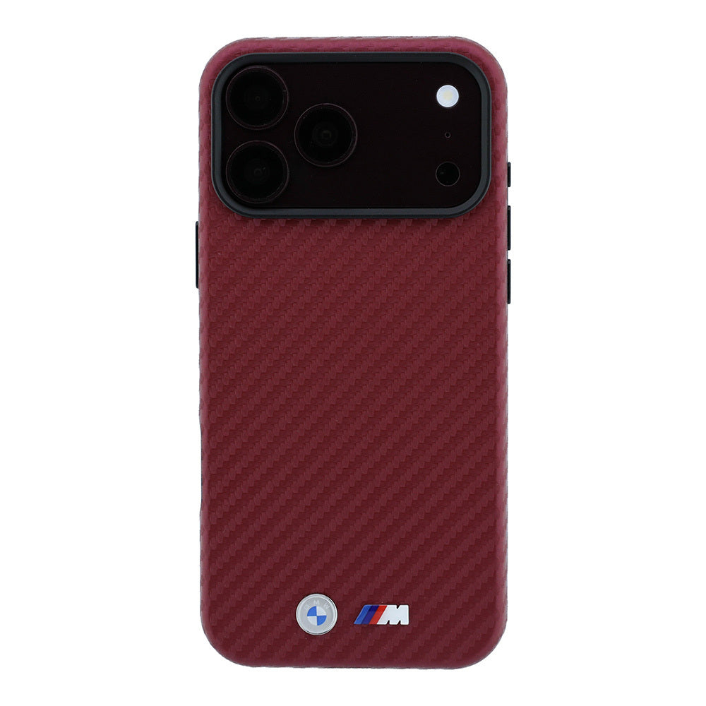 Apple iPhone 18 Pro Kılıf BMW Orjinal Lisanslı M-safe Şarj Özellikli PU Karbon Tasarımlı Metal Logolu Kapak