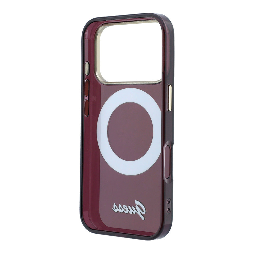 Apple iPhone 18 Pro Kılıf Guess Orjinal Lisanslı M-safe Şarj Özellikli 360 Derece Dönebilen Standlı Metal Yazı Logolu Silikon Kapak