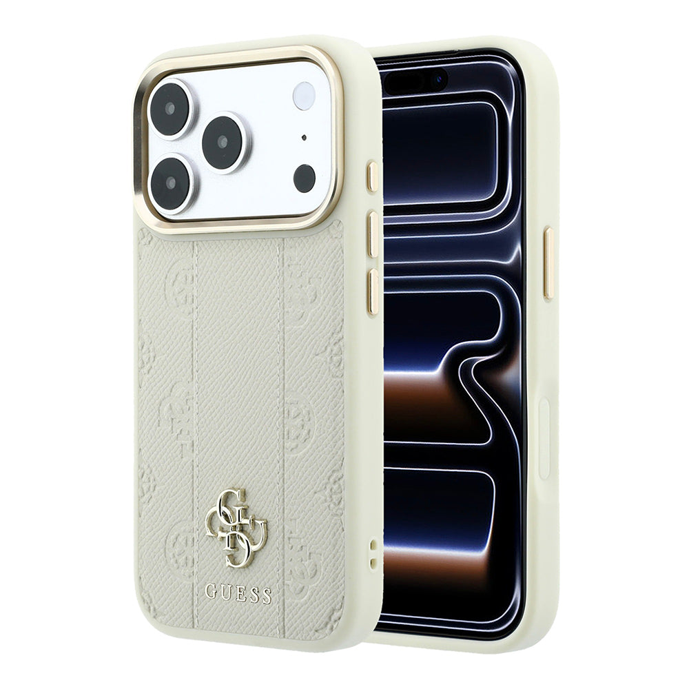 Apple iPhone 18 Pro Kılıf Guess Orjinal Lisanslı M-safe Şarj Özellikli Şeritli Peony 4G ve Yazı Logolu Kapak