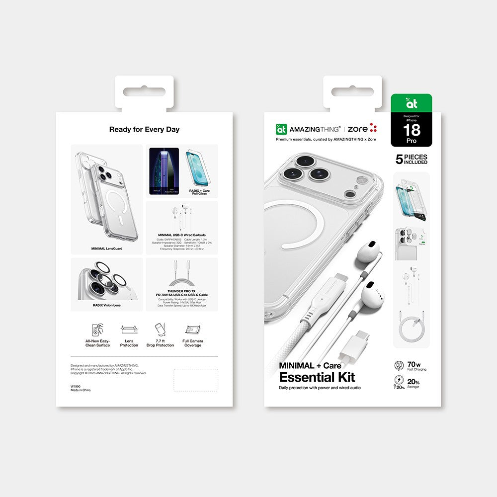 Apple iPhone 18 Pro Kılıf M-safe Özellikli Amazingthing Minimal Serisi 5in1 Aksesuar Seti