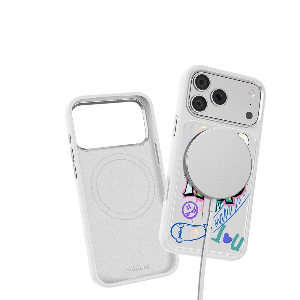 Apple iPhone 18 Pro Kılıf M-safe Şarj Özellikli 3D Baskılı Tasarım Mutural Graffiti Serisi Kapak