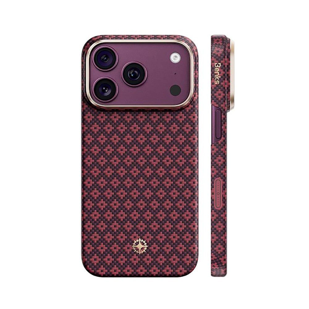 Apple iPhone 18 Pro Kılıf M-Safe Şarj Özellikli Benks ArmorAir ArmorGrid Serisi C1 Kevlar Karbon Kapak