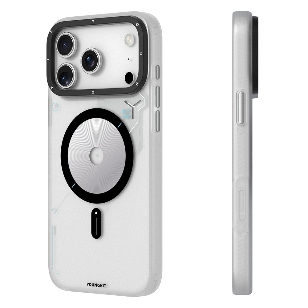 Apple iPhone 18 Pro Kılıf M-safe Şarj Özellikli Disk Desenli Youngkit Disc Battle Kapak