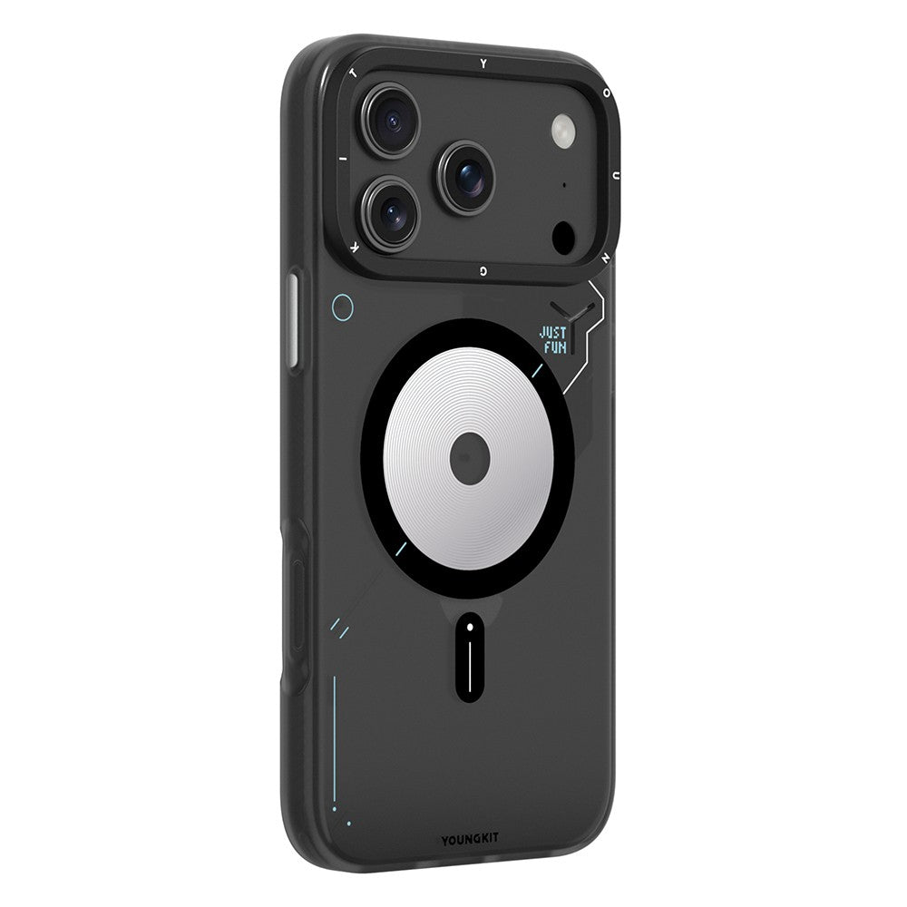 Apple iPhone 18 Pro Kılıf M-safe Şarj Özellikli Disk Desenli Youngkit Disc Battle Kapak