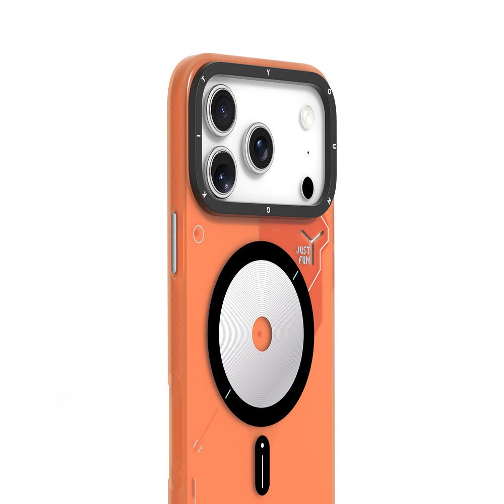 Apple iPhone 18 Pro Kılıf M-safe Şarj Özellikli Disk Desenli Youngkit Disc Battle Kapak