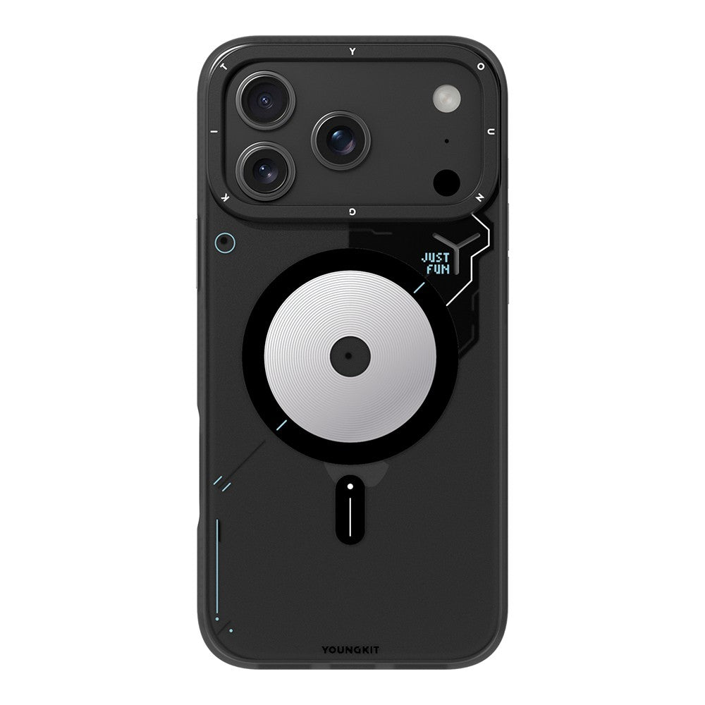 Apple iPhone 18 Pro Kılıf M-safe Şarj Özellikli Disk Desenli Youngkit Disc Battle Kapak