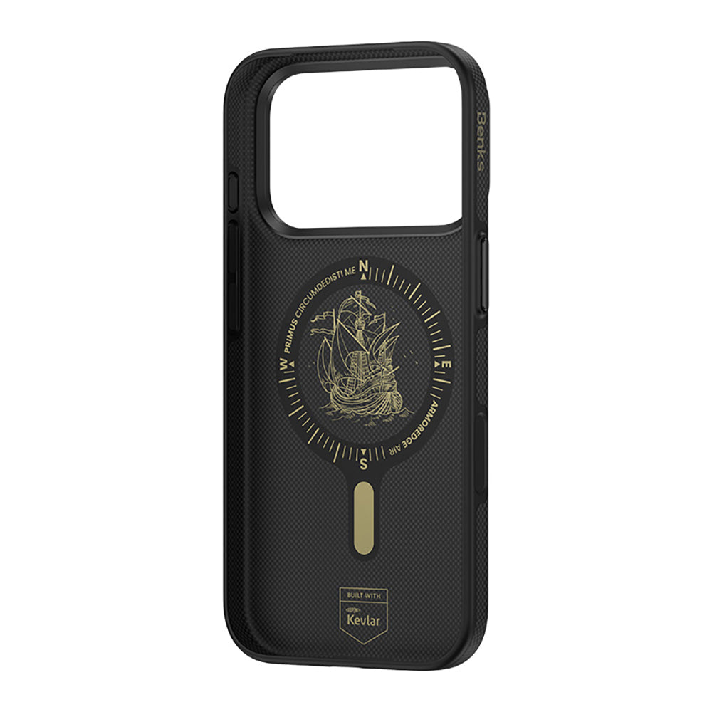Apple iPhone 18 Pro Kılıf M-safe Şarj Özellikli Karbon Fiber Tasarımlı Benks ArmorEdge Air Navigator Kevlar Kapak