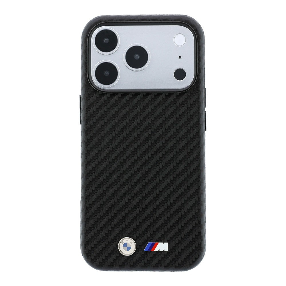 Apple iPhone 18 Pro Max Kılıf BMW Orjinal Lisanslı M-safe Şarj Özellikli Karbon Fiber Tasarımlı ve Metal Logolu PU Deri Kapak