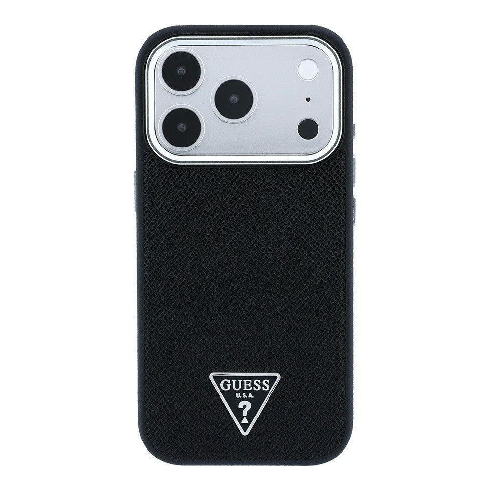 Apple iPhone 18 Pro Max Kılıf Guess Orjinal Lisanslı M-safe Şarj Özellikli Grained Triangle Kapak