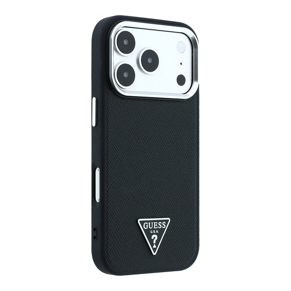 Apple iPhone 18 Pro Max Kılıf Guess Orjinal Lisanslı M-safe Şarj Özellikli Grained Triangle Kapak