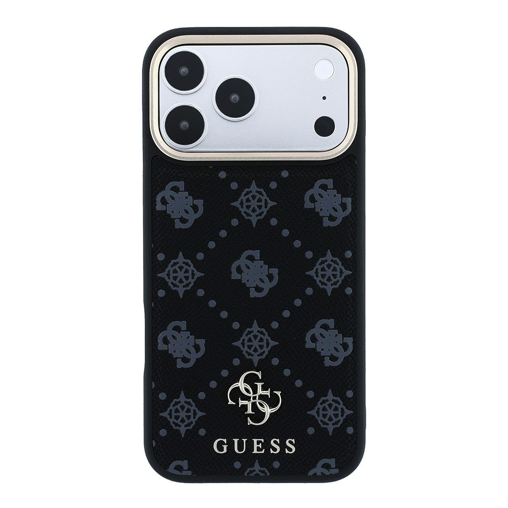 Apple iPhone 18 Pro Max Kılıf Guess Orjinal Lisanslı M-safe Şarj Özellikli Klasik Yazı ve 4G Logolu PU Deri Peony Kapak