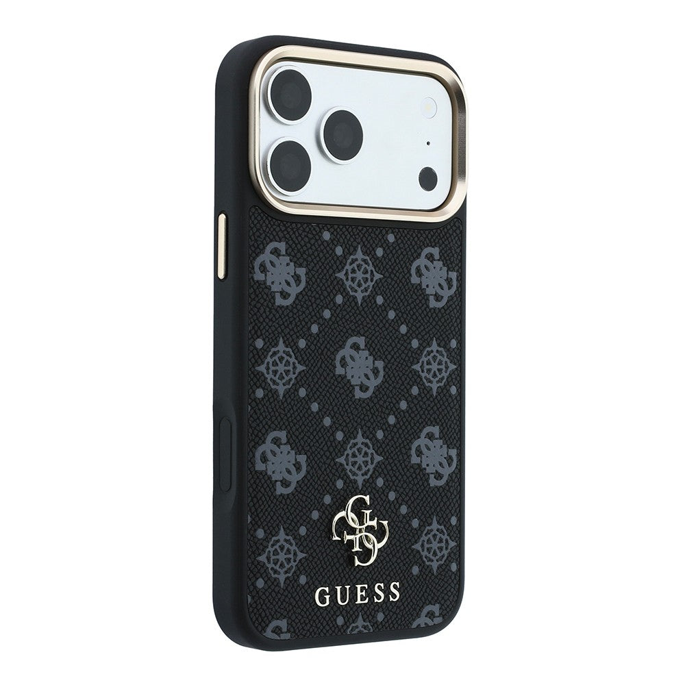 Apple iPhone 18 Pro Max Kılıf Guess Orjinal Lisanslı M-safe Şarj Özellikli Klasik Yazı ve 4G Logolu PU Deri Peony Kapak