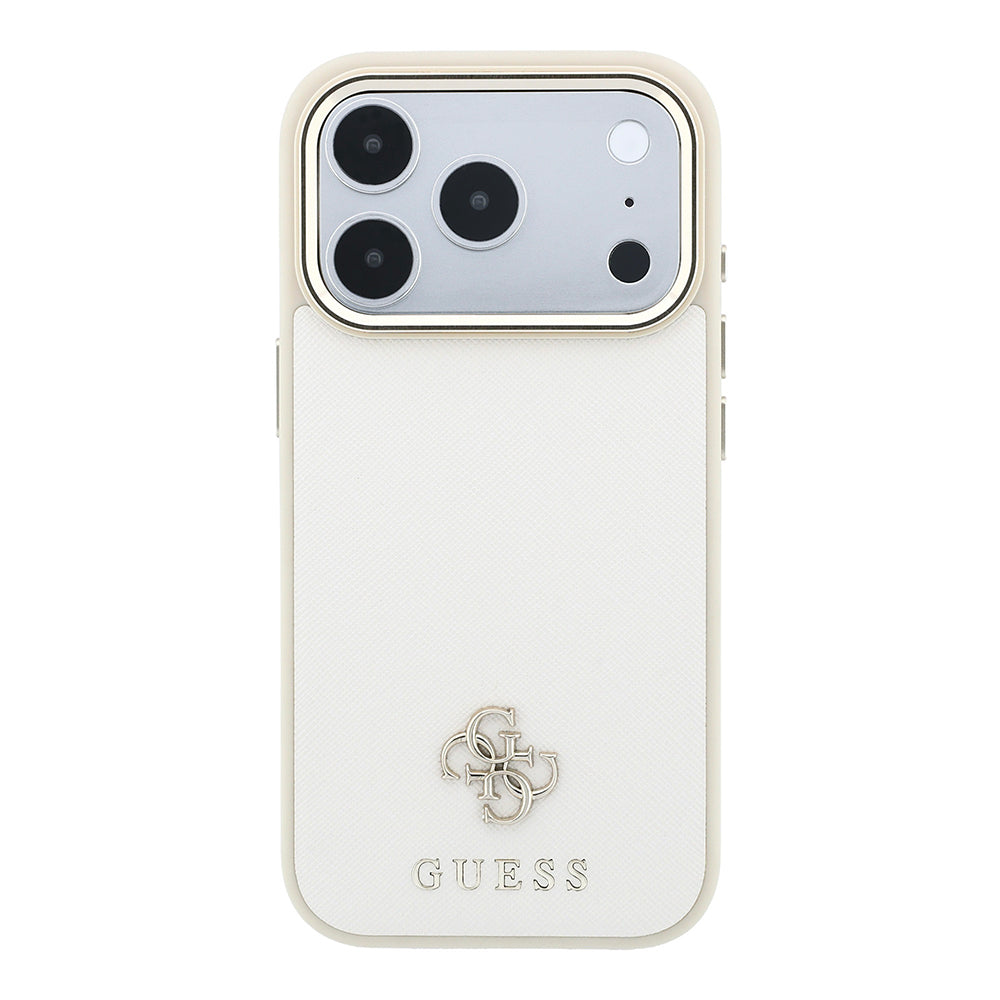 Apple iPhone 18 Pro Max Kılıf Guess Orjinal Lisanslı M-safe Şarj Özellikli Klasik Yazı ve 4G Logolu PU Deri Saffiano Kapak