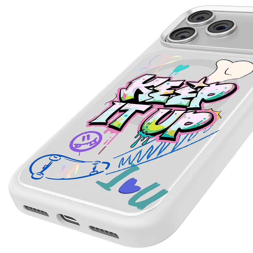 Apple iPhone 18 Pro Max Kılıf M-safe Şarj Özellikli 3D Baskılı Tasarım Mutural Graffiti Serisi Kapak
