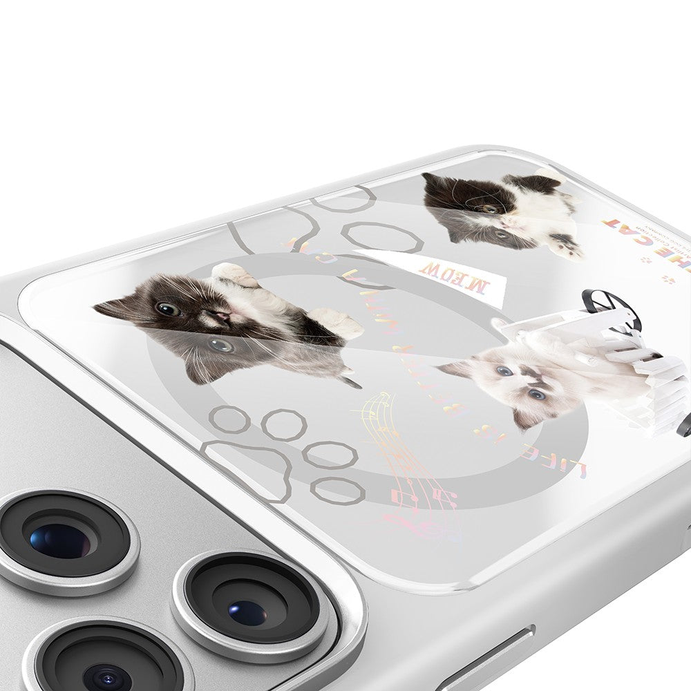 Apple iPhone 18 Pro Max Kılıf M-safe Şarj Özellikli 3D Baskılı Tasarım Mutural The Cat Serisi Kapak