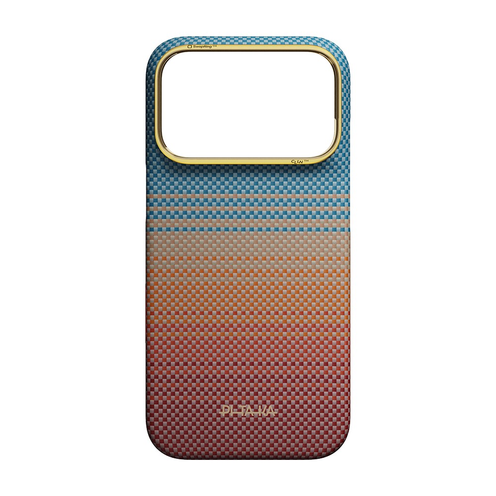 Apple iPhone 18 Pro Max Kılıf M-safe Şarj Özellikli Aramid Fiber Pitaka Sunset 2.0 California Dream Serisi