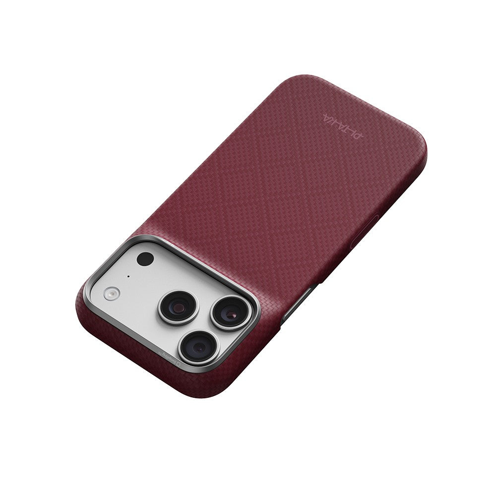 Apple iPhone 18 Pro Max Kılıf M-safe Şarj Özellikli Aramid Karbon Fiber Pitaka Argyle Serisi Kapak