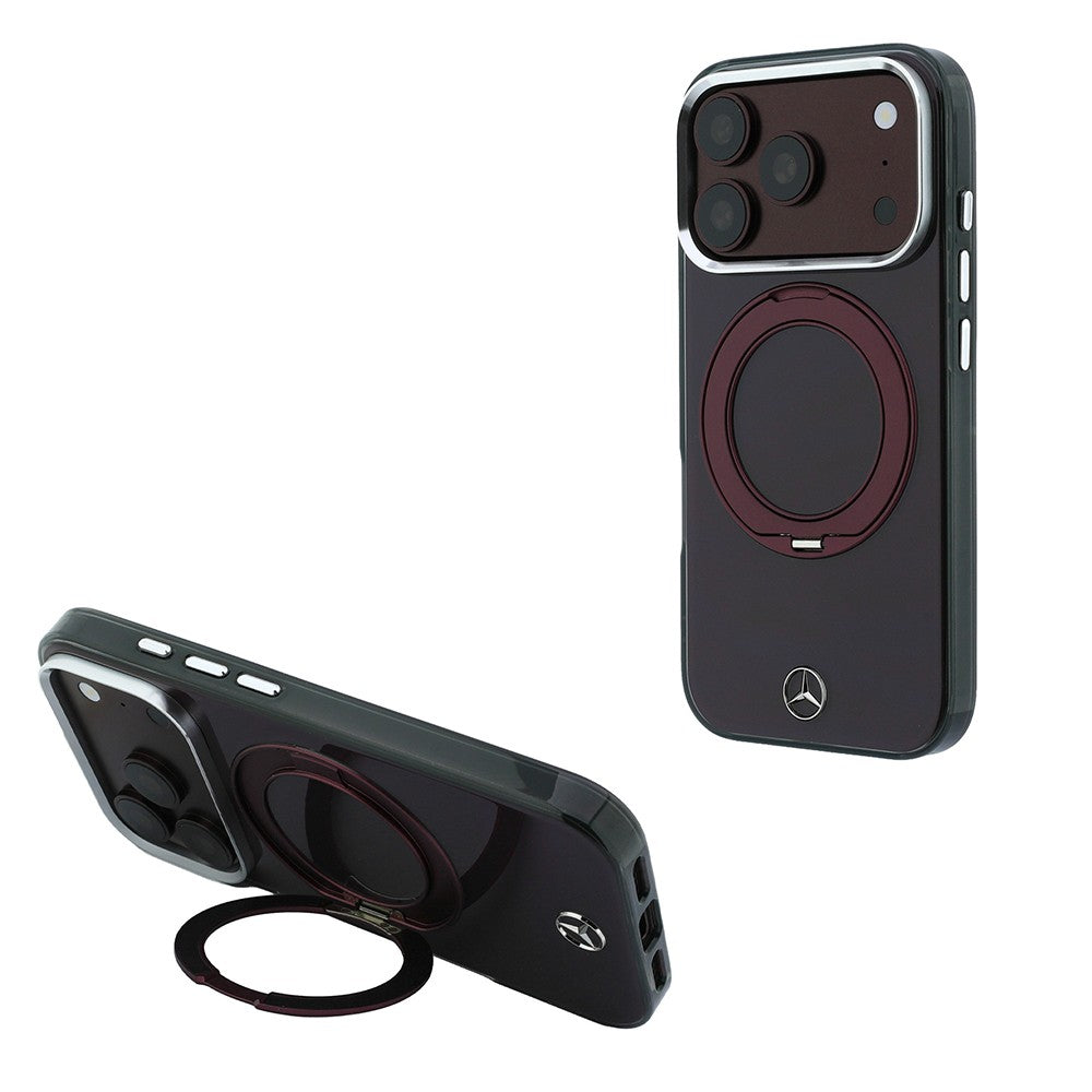 Apple iPhone 18 Pro Max Kılıf Mercedes Benz Orjinal Lisanslı M-safe Şarj Özellikli 360 Derece Dönebilen Standlı Metal Logolu Sert PC Kapak