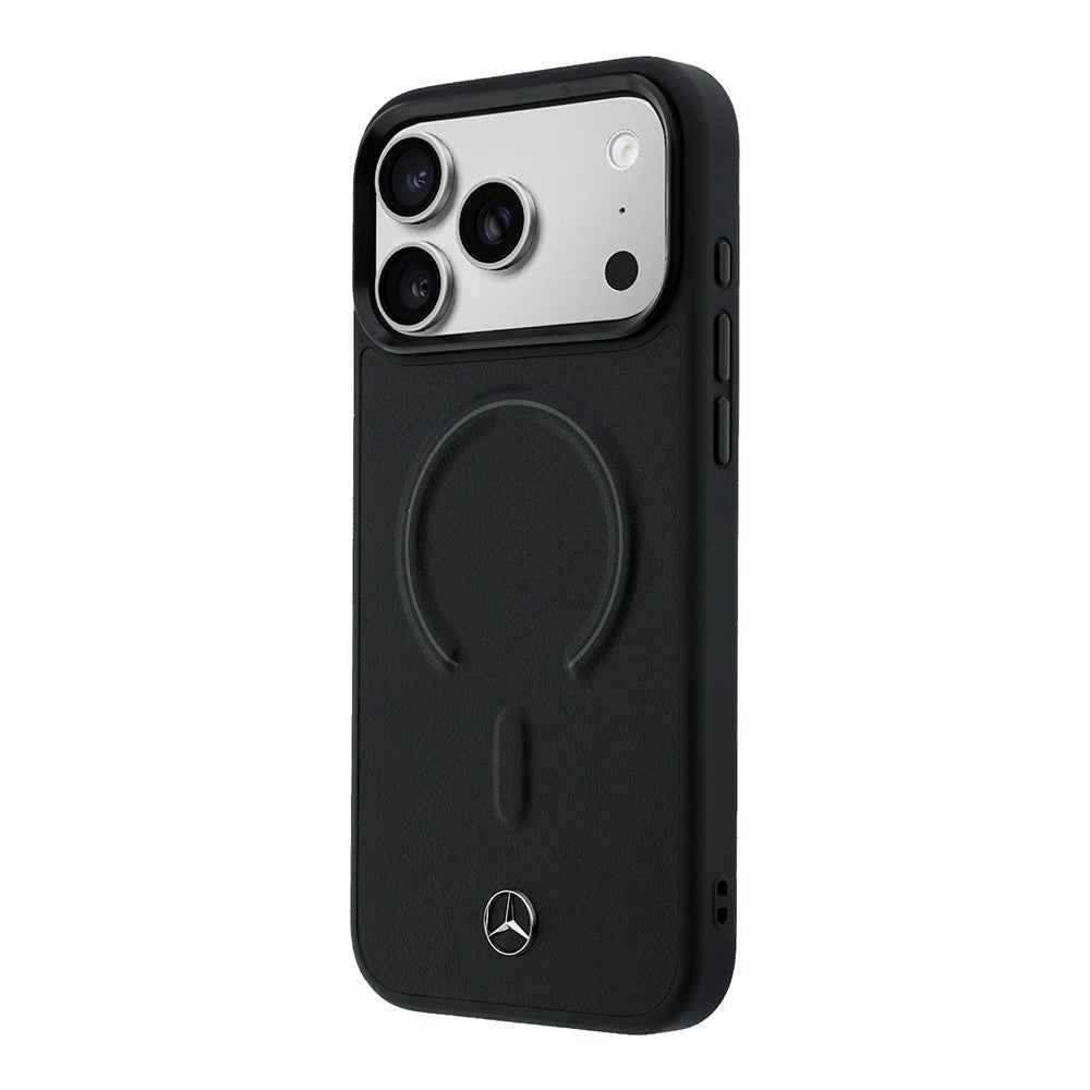 Apple iPhone 18 Pro Max Kılıf Mercedes Benz Orjinal Lisanslı M-safe Şarj Özellikli Metal Yıldız Logolu Kabartmalı Deri Kapak