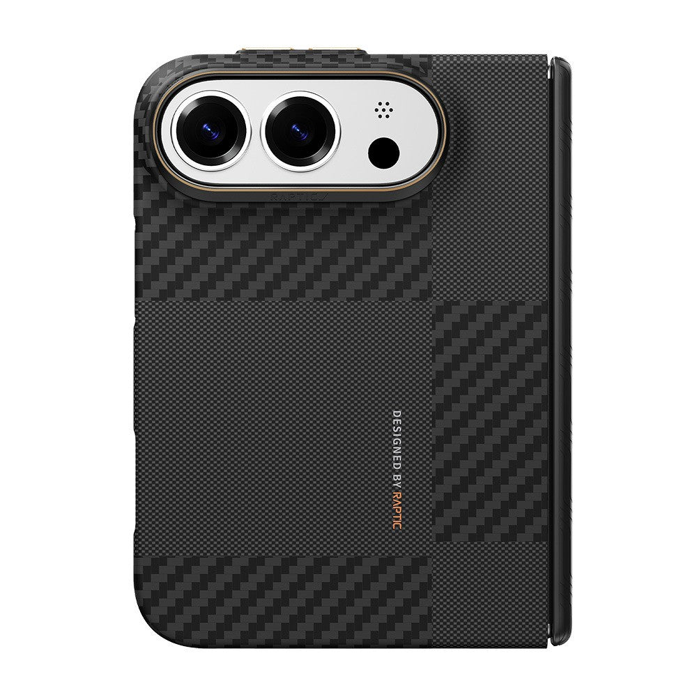 Apple iPhone Duo Kılıf M-safe Şarj Özellikli Metal Kamera Çerçeveli Raptic Aramid SkinPro Mondrian Serisi Karbon Kapak