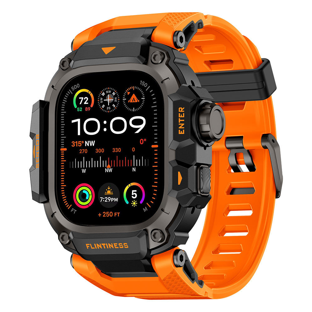 Apple Watch Ultra 49mm Mohseven iWatch Punk Fortress Serisi Kasa Koruyuculu Silikon Kordon