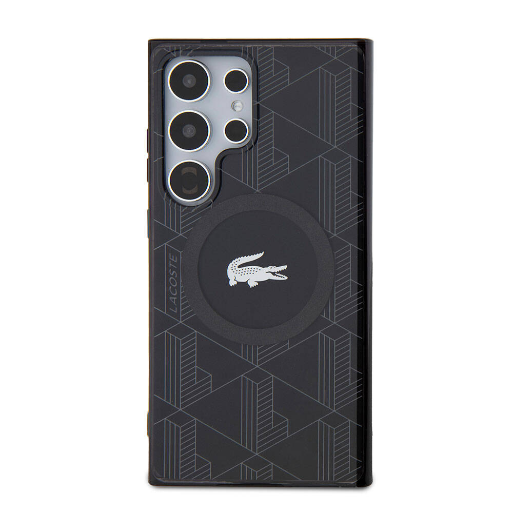 Galaxy S24 Ultra Kılıf Lacoste Orjinal Lisanslı M-safe Şarj Özellikli Çift Katmanlı Timsah Logolu Blend Monogram Kapak