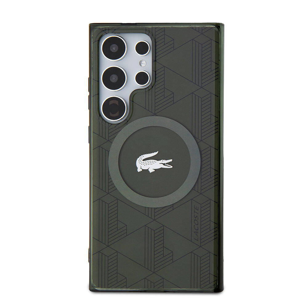 Galaxy S24 Ultra Kılıf Lacoste Orjinal Lisanslı M-safe Şarj Özellikli Çift Katmanlı Timsah Logolu Blend Monogram Kapak