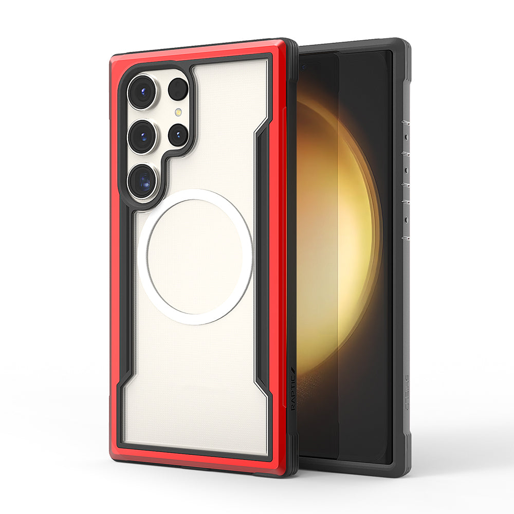 Galaxy S24 Ultra Kılıf M-safe Şarj Özellikli Airbagli Raptic Shield Serisi Şeffaf Arka Yüzey Kapak