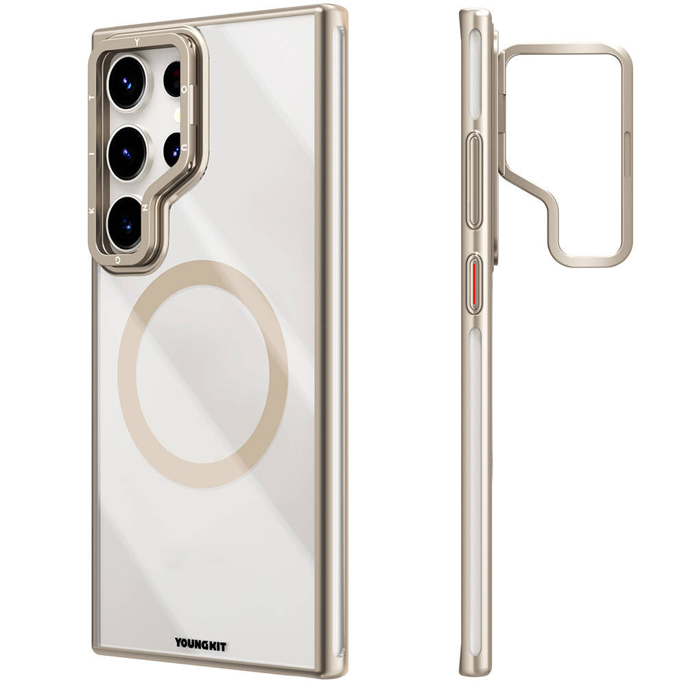 Galaxy S24 Ultra Kılıf M-safe Şarj Özellikli Sararma Önleyici Youngkit Crystal Grid Kapak