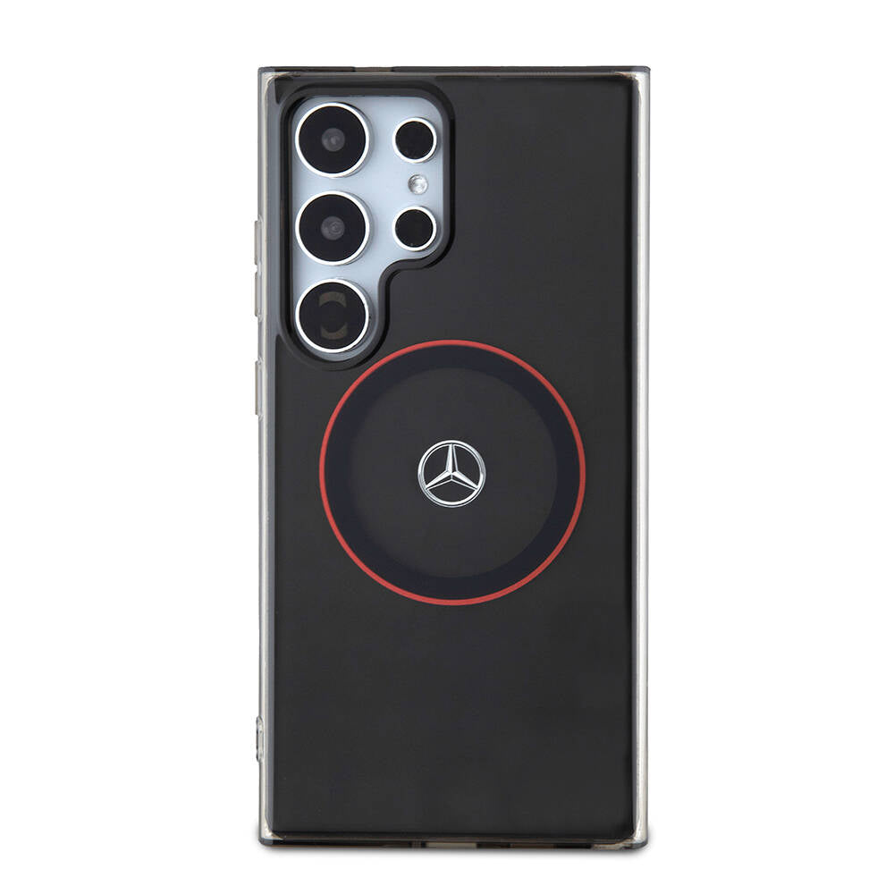 Galaxy S24 Ultra Kılıf Mercedes Benz Orjinal Lisanslı M-safe Şarj Özellikli IML Yıldız Logolu Red Ring Kapak