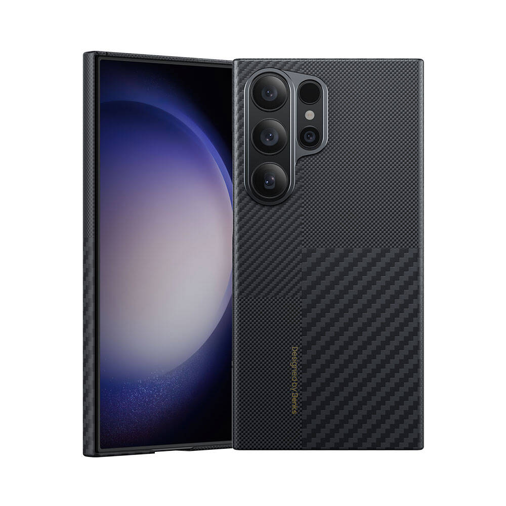 Galaxy S24 Ultra M-safe Şarj Özellikli Karbon Fiber Benks Montage ArmorAir Kevlar Kapak