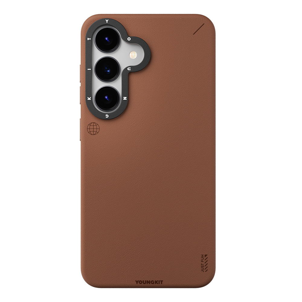 Galaxy S25 Kılıf M-safe Şarj Özellikli Basit Mat Deri Desenli Youngkit Tech Fashion Serisi Kapak