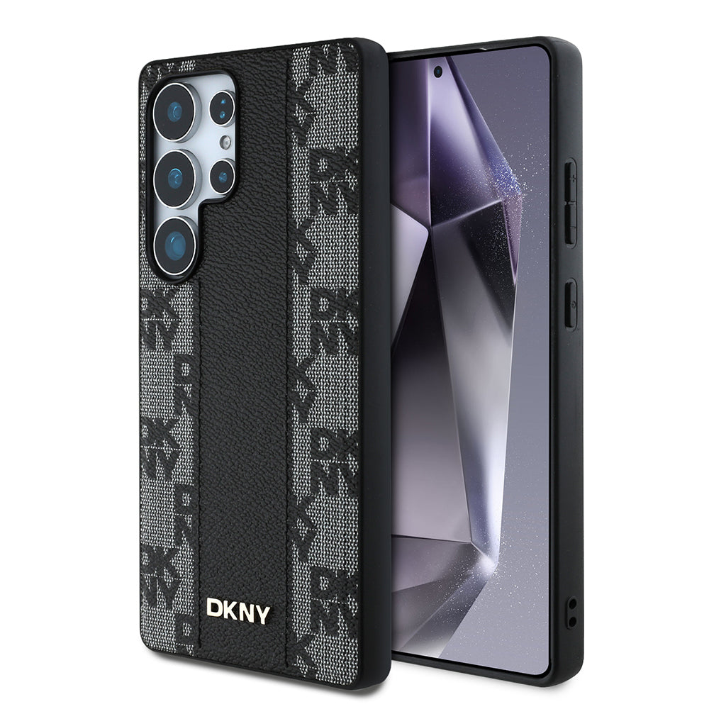 Galaxy S25 Ultra Kılıf DKNY Orjinal Lisanslı M-safe Şarj Özellikli 3D Yazılı Checkered Pattern Kapak