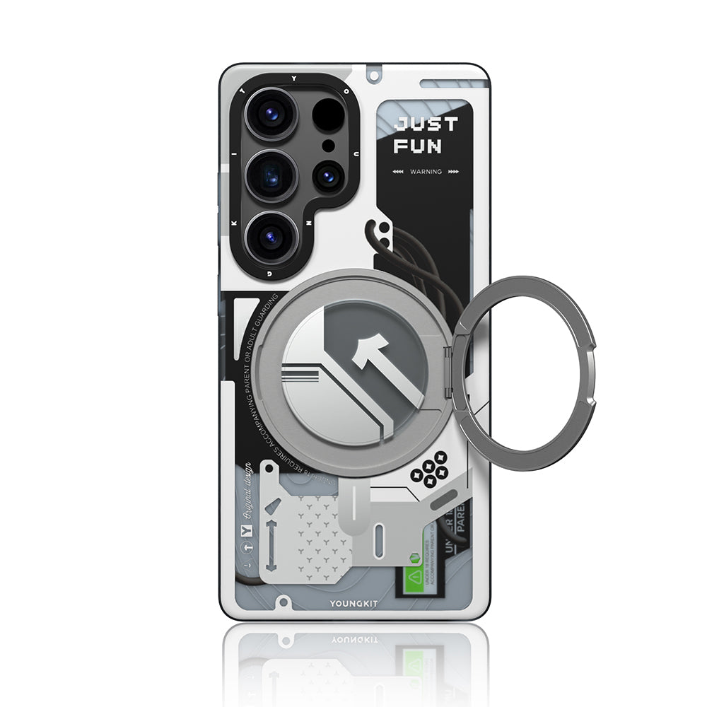 Galaxy S25 Ultra Kılıf M-safe Şarj Özellikli Youngkit 360° Standlı Starship Serisi Kapak