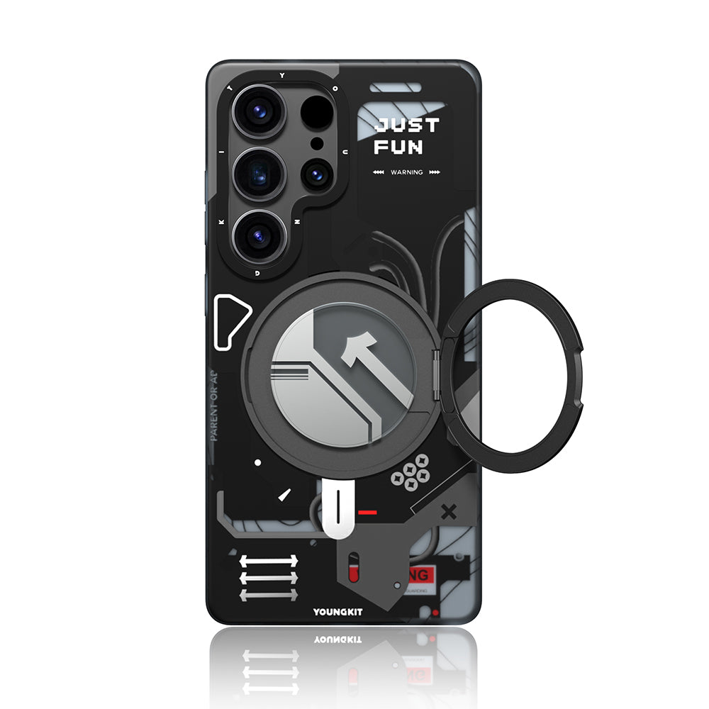 Galaxy S25 Ultra Kılıf M-safe Şarj Özellikli Youngkit 360° Standlı Starship Serisi Kapak