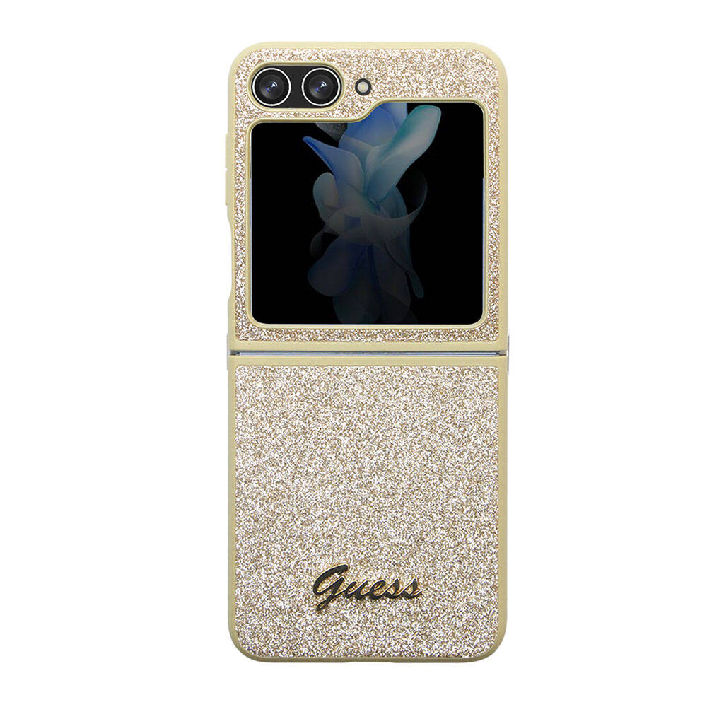 Galaxy Z Flip 5 Kılıf Guess Orjinal Lisanslı Yazı Logolu Glitter Script Kapak