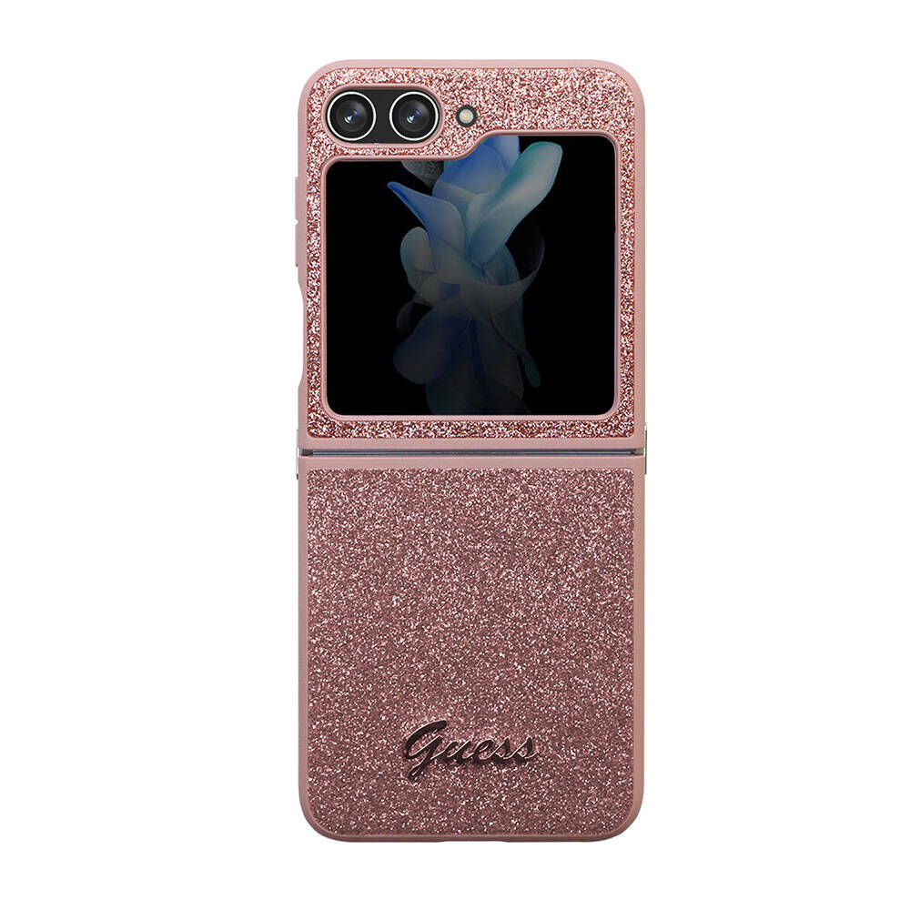Galaxy Z Flip 5 Kılıf Guess Orjinal Lisanslı Yazı Logolu Glitter Script Kapak