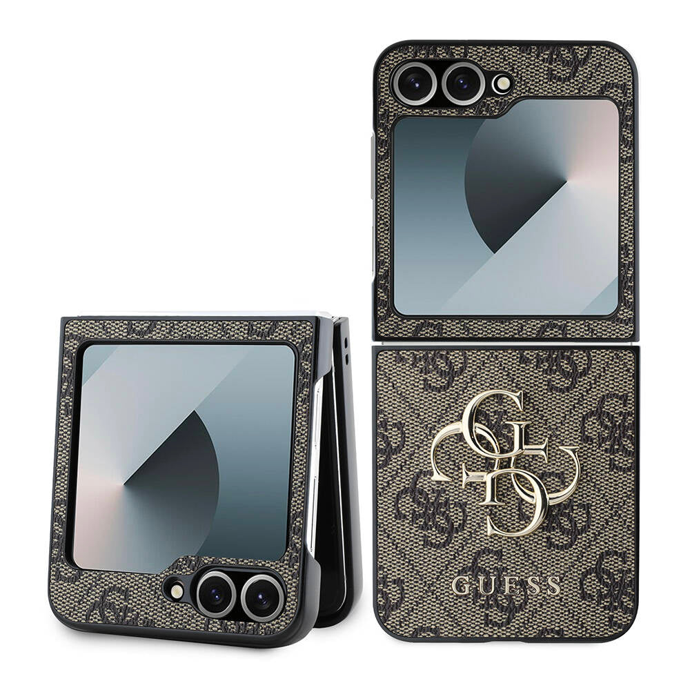 Galaxy Z Flip 6 Kılıf Guess Orjinal Lisanslı Leather Metal Logo Kapak